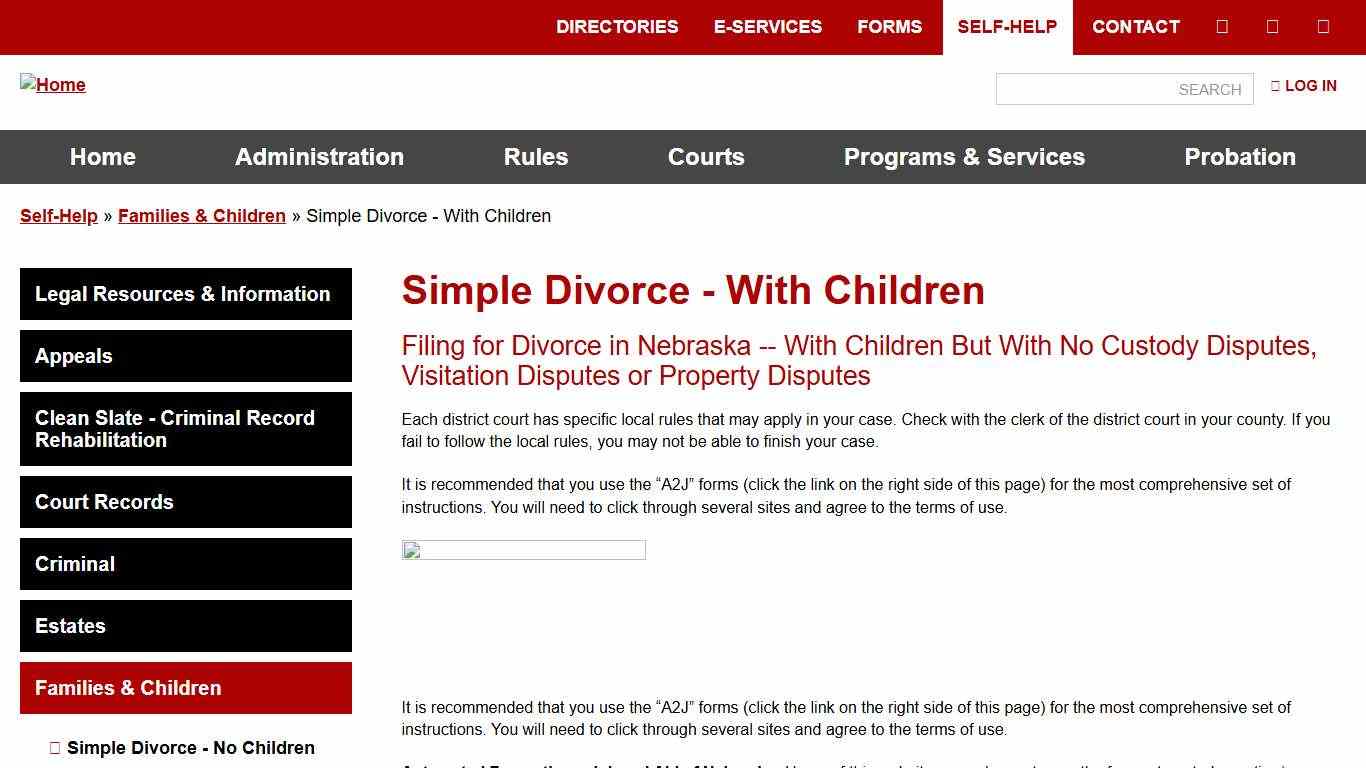 Simple Divorce - With Children | Nebraska Judicial Branch