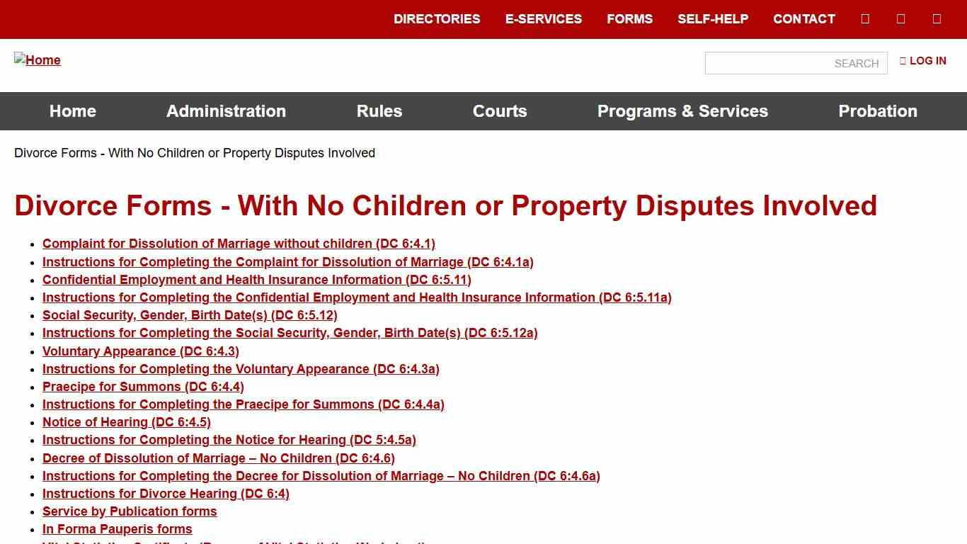 Divorce Forms - With No Children or Property Disputes Involved | Nebraska Judicial Branch