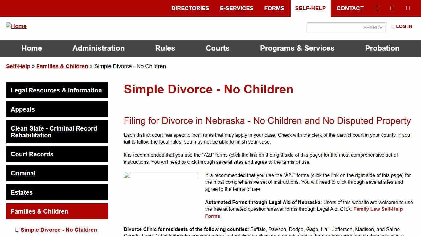 Simple Divorce - No Children | Nebraska Judicial Branch
